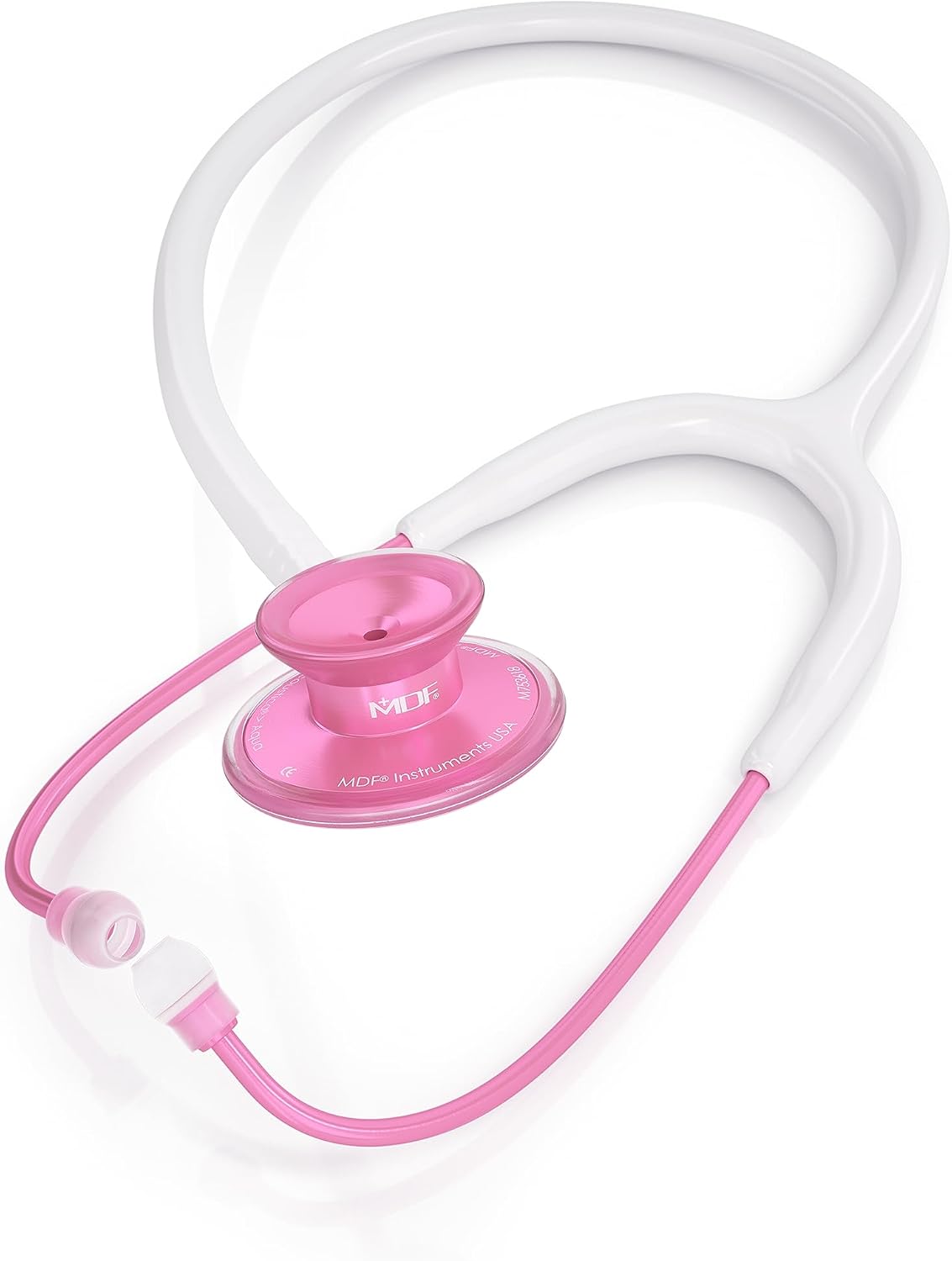 Acoustica Lightweight Stethoscope for Doctors, Nurses, Students, Home Health Use, Adult, Dual Head, White Tube, Pink Pinkore Chestpiece-Headset, MDF747XPPO29