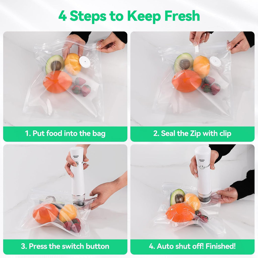 Compact Vacuum Sealer for Food,  Powerful Handheld Vacuum Sealer Machine, Seal Meal Saver, Portable Food Sealer (Vacuum Sealer Machine + 30 Reusable Vacuum Bags)