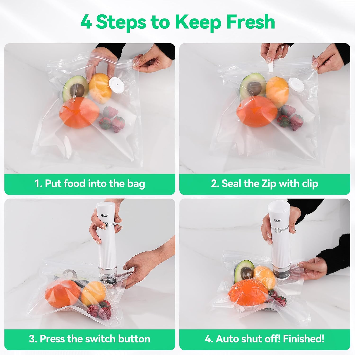 Compact Vacuum Sealer for Food,  Powerful Handheld Vacuum Sealer Machine, Seal Meal Saver, Portable Food Sealer (Vacuum Sealer Machine + 30 Reusable Vacuum Bags)