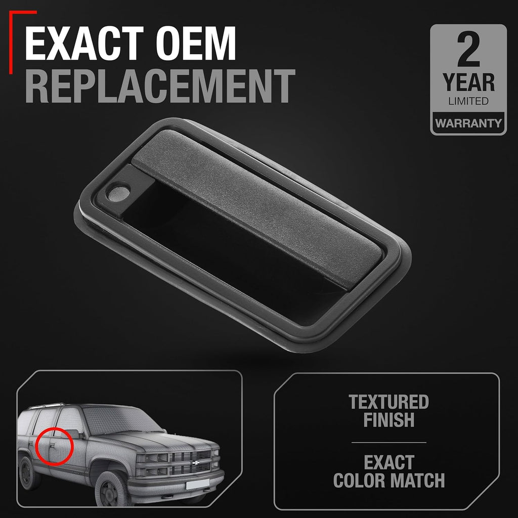 Exterior Front Passenger Door Handle, Upgraded Metal - Compatible with 1995-2000 Chevrolet, GMC C/K 1500 2500 3500 Suburban Tahoe Yukon; 1999-2000 Cadillac Escalade - Textured Black - OEM 1574223