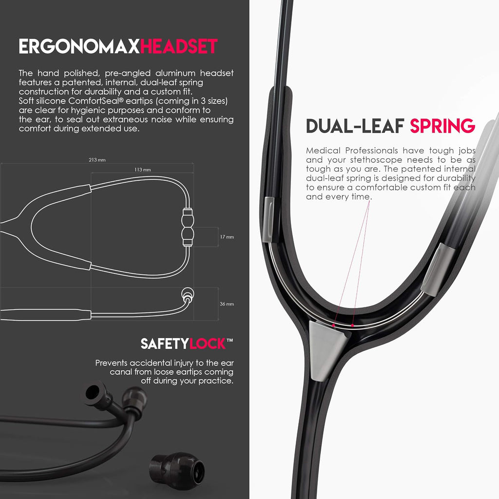 Acoustica Lightweight Stethoscope for Doctors, Nurses, Students, Home Health Use, Adult, Dual Head, White Tube, Pink Pinkore Chestpiece-Headset, MDF747XPPO29
