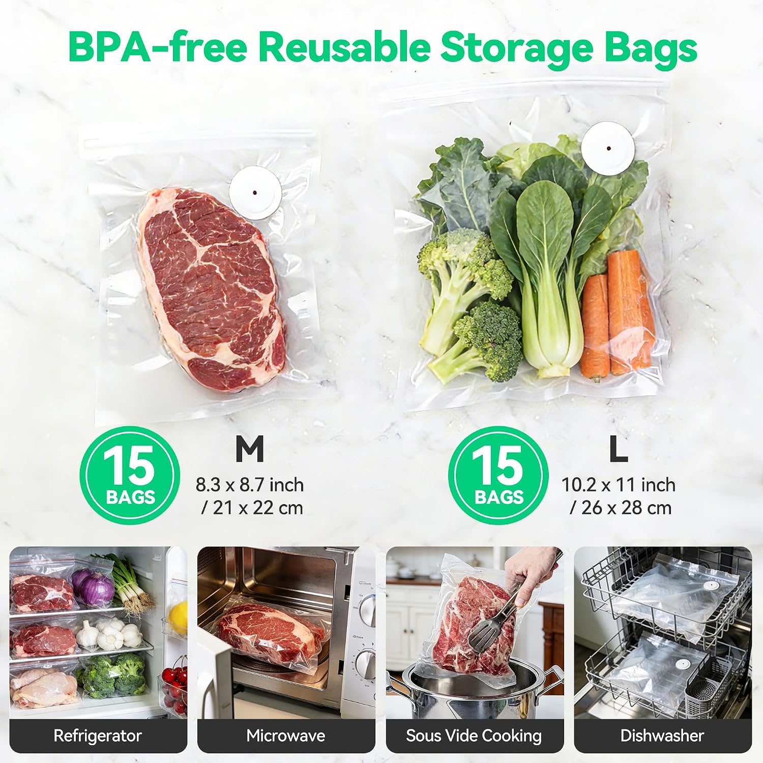 Compact Vacuum Sealer for Food,  Powerful Handheld Vacuum Sealer Machine, Seal Meal Saver, Portable Food Sealer (Vacuum Sealer Machine + 30 Reusable Vacuum Bags)