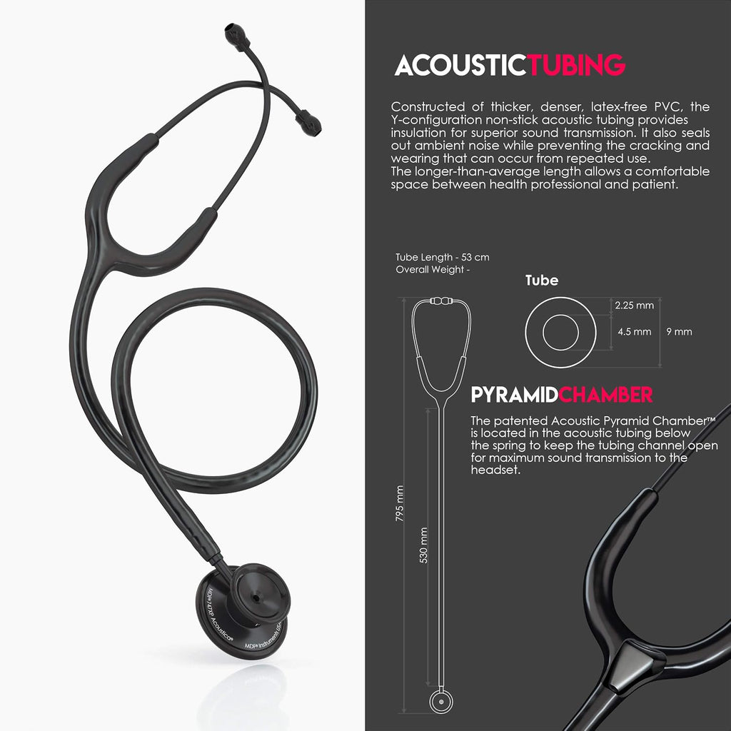 Acoustica Lightweight Stethoscope for Doctors, Nurses, Students, Home Health Use, Adult, Dual Head, White Tube, Pink Pinkore Chestpiece-Headset, MDF747XPPO29